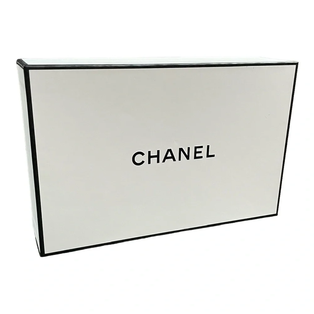 CHANEL White Black Box with Stuffing & Wrapping Paper